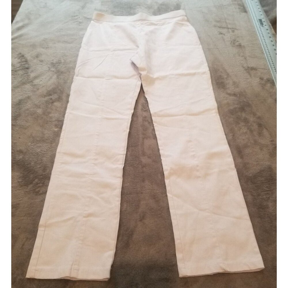 Sioni Womens Mid-Rise Casual Ankle Pants Medium White Pull-On Straight Leg